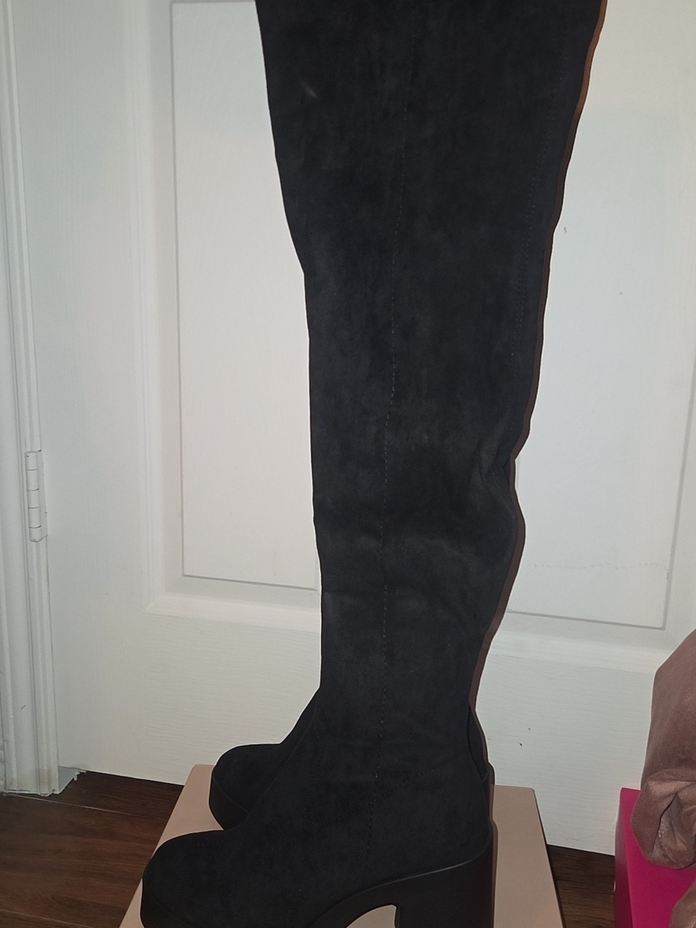 JustFab Black Suede Over-the-Knee Platform Boots